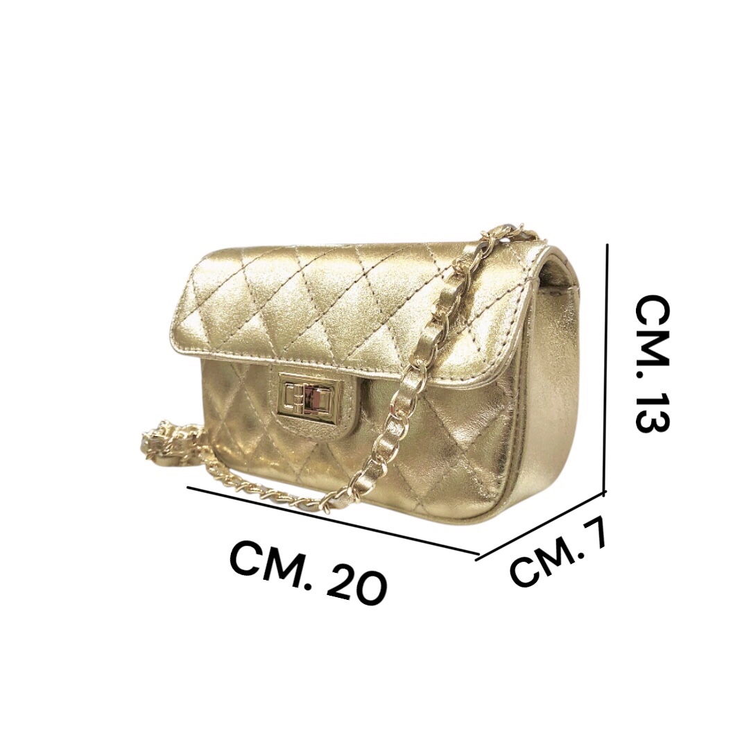 ELENA borsa mini in pelle matelassè con catena - immagine 3