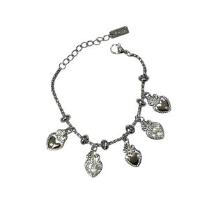 BRACCIALE in acciaio con charms a cuore