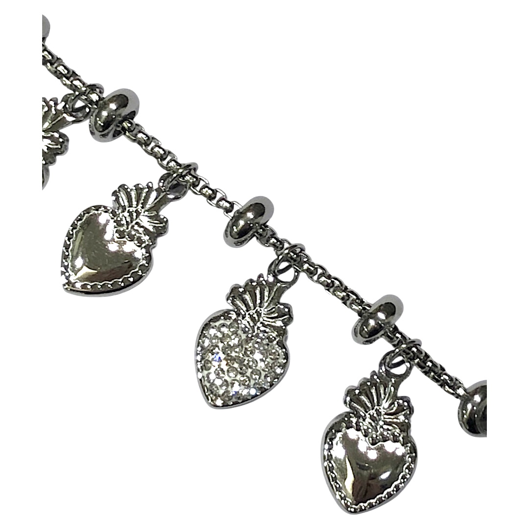 BRACCIALE in acciaio con charms a cuore - immagine 2