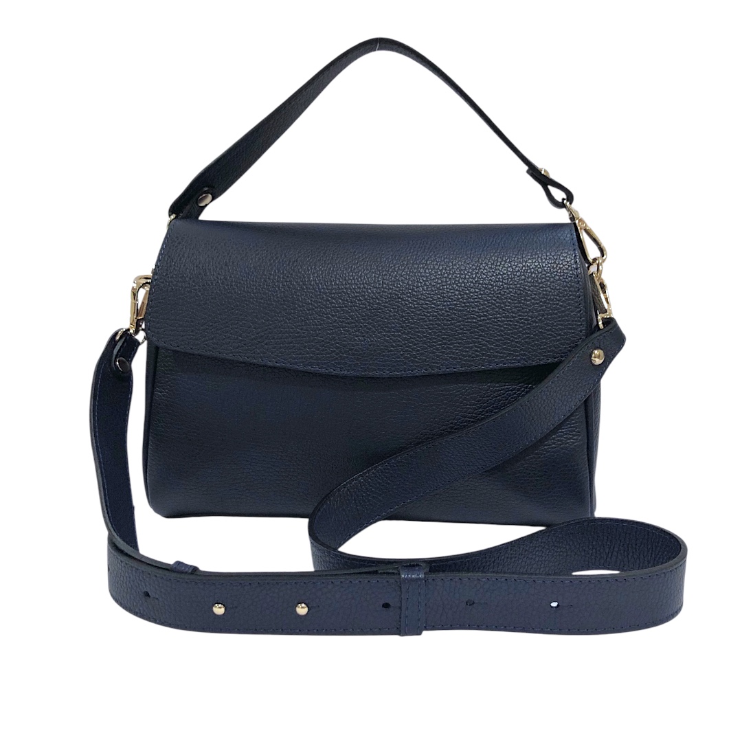 DELIA borsa in vera pelle blu