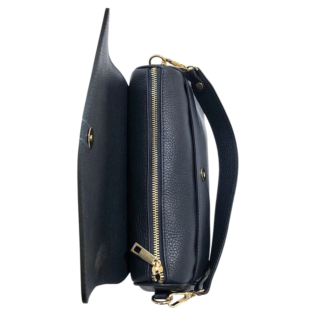 DELIA borsa in vera pelle blu - immagine 5