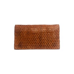 PORTAFOGLIO in pelle invecchiata intrecciata tinta in capo