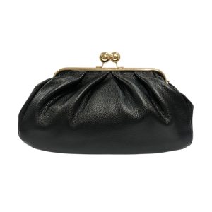 CLELIA borsa clic clac in pelle nera