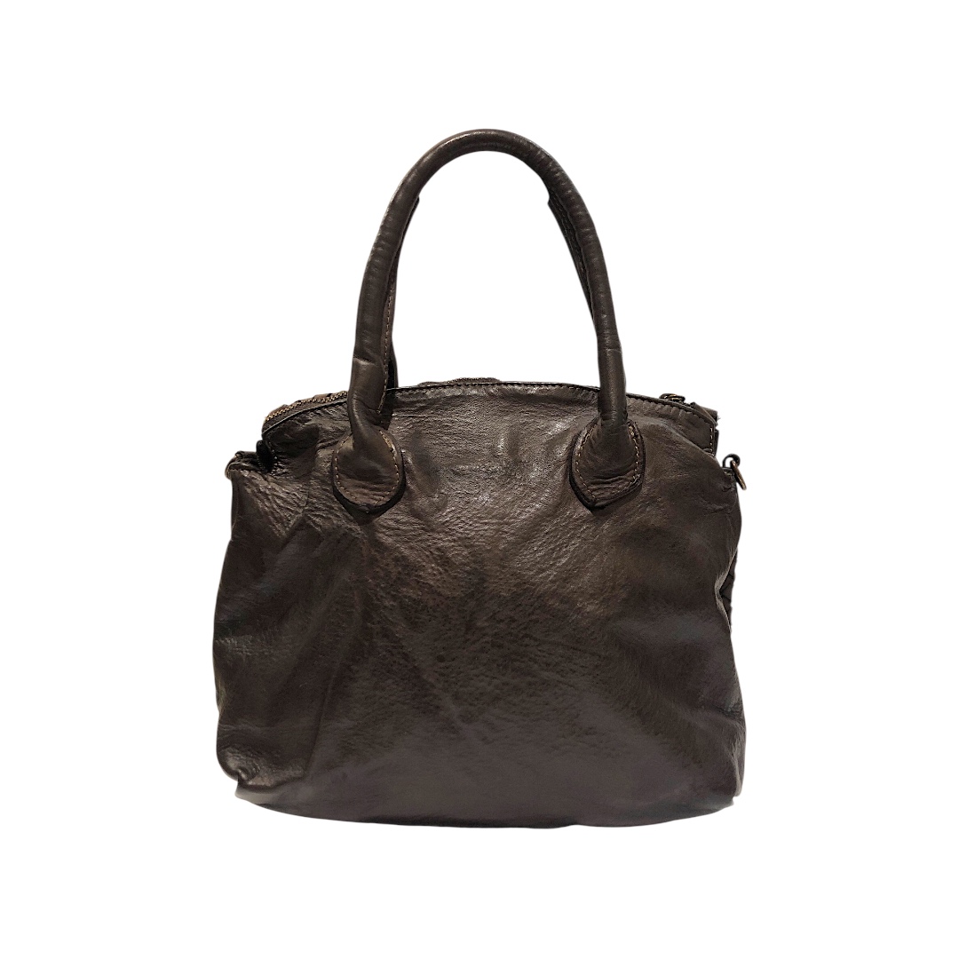 GRETA borsa pelle invecchiata intrecciata testa di moro - immagine 4
