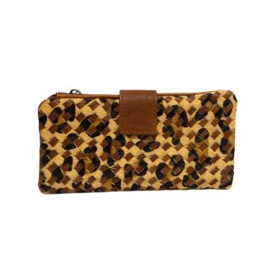 LEOPARD portafoglio in pelle invecchiata e cavallino intrecciato
