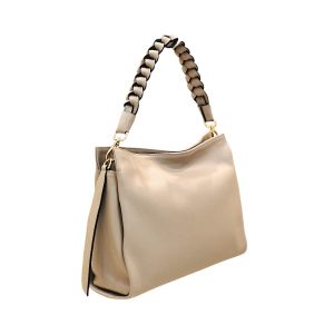 ISA borsa pelle color sabbia manico treccia