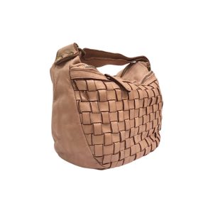 LISA borsa in pelle invecchiata intrecciata rosa cipria
