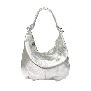 PALOMA borsa in pelle laminata argento