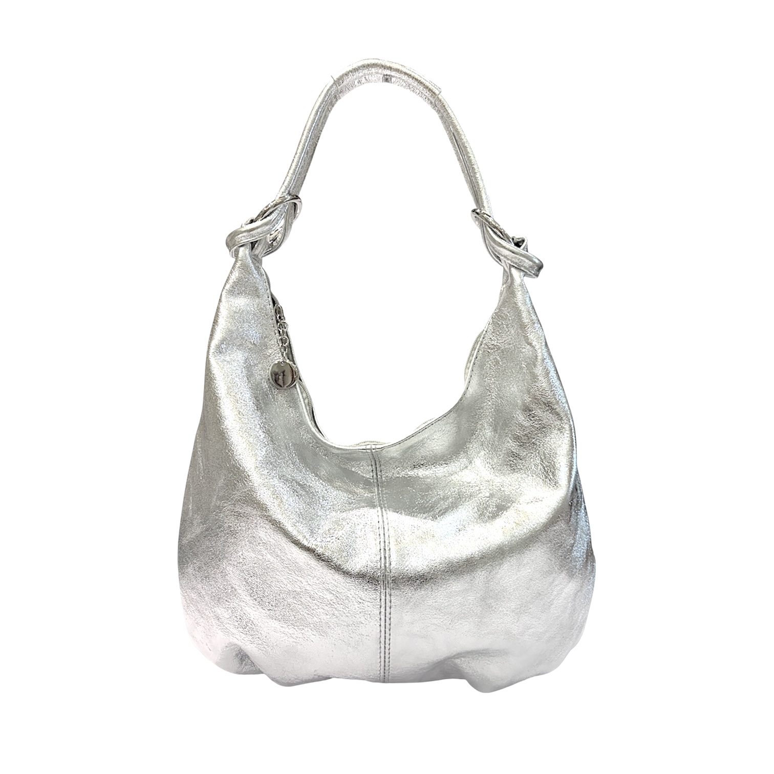PALOMA borsa in pelle laminata argento