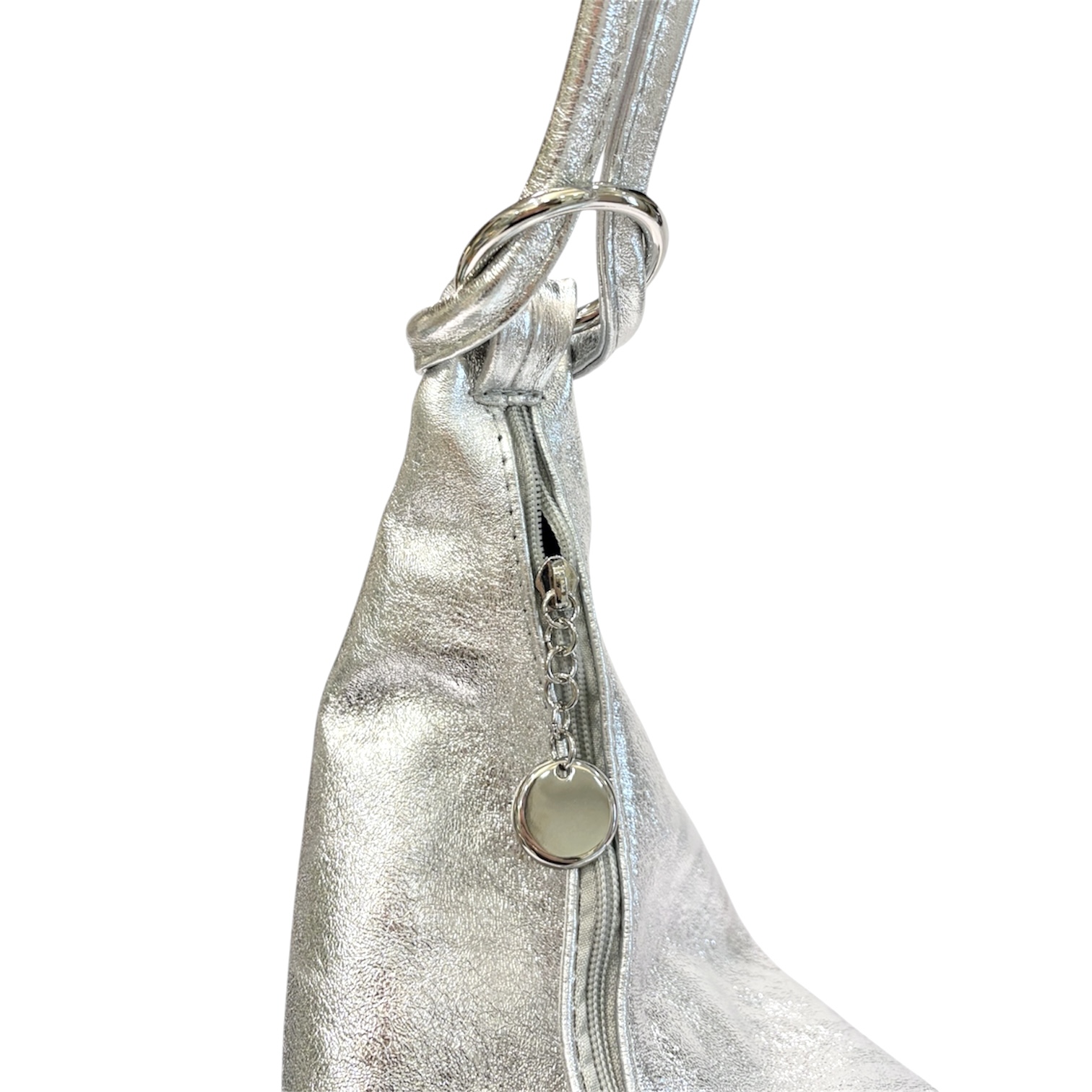 PALOMA borsa in pelle laminata argento - immagine 3