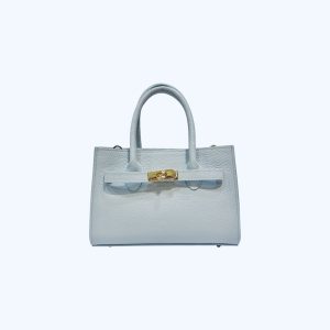 JENNY Borsa Artigianale in Vera Pelle Made in Italy - Celeste Pastello /Piccola con Tracolla Regolabile