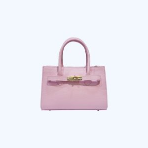 JENNY Borsa Artigianale in Vera Pelle Made in Italy - Rosa Baby / Piccola con Tracolla Regolabile